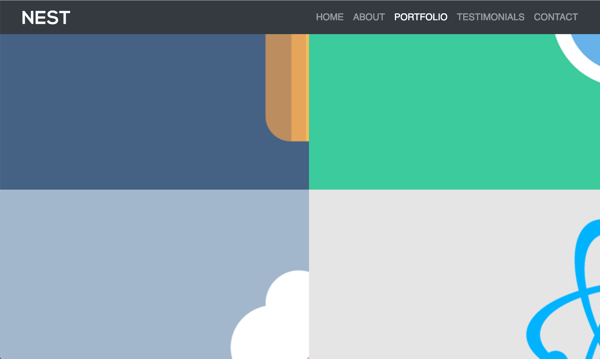 Portfolio Images in Two Column Bootstrap Sections